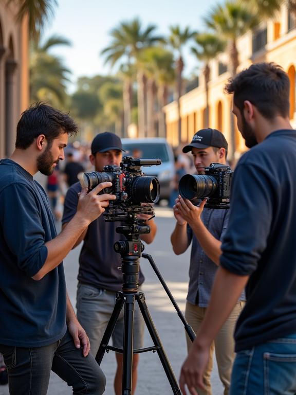 The Rekalens Visuals team collaborating during an on-location photoshoot.